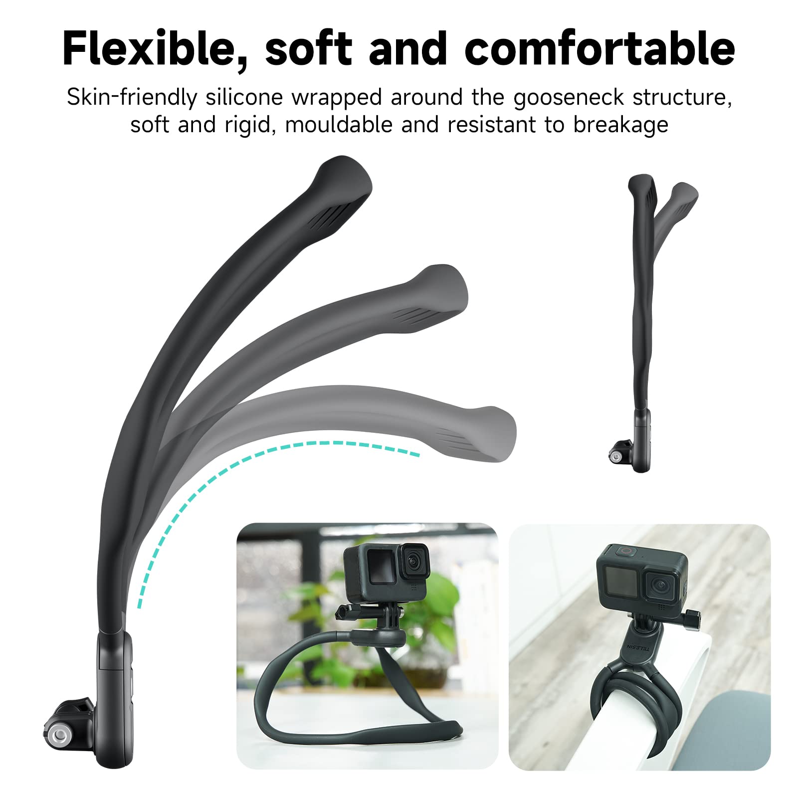 Telesin� Se Neck Mount Necklace With Phone Holder, Chest Backpack Pov Selfie Video Vlog Lanyard Strap Attach For Gopro 12 11 10 9 8 Insta360 X3 X4 Go3 Ace Pro Dji Action 3 4 Osmo Pocket 3 Accessories